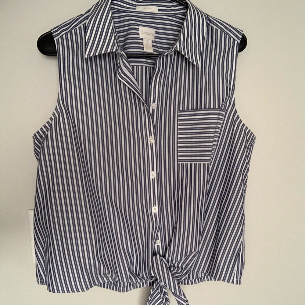 Chico’s Collared Tie Front Top